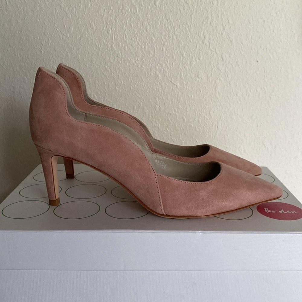 Boden Wave Mid Heel Court Clay Pink Suede 37